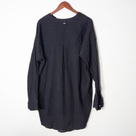 O’Neill Women’s Gauzy Shirt Blouse Minimalist Coastal Crinkle Cotton Boho Sz XL - Picture 2 of 8